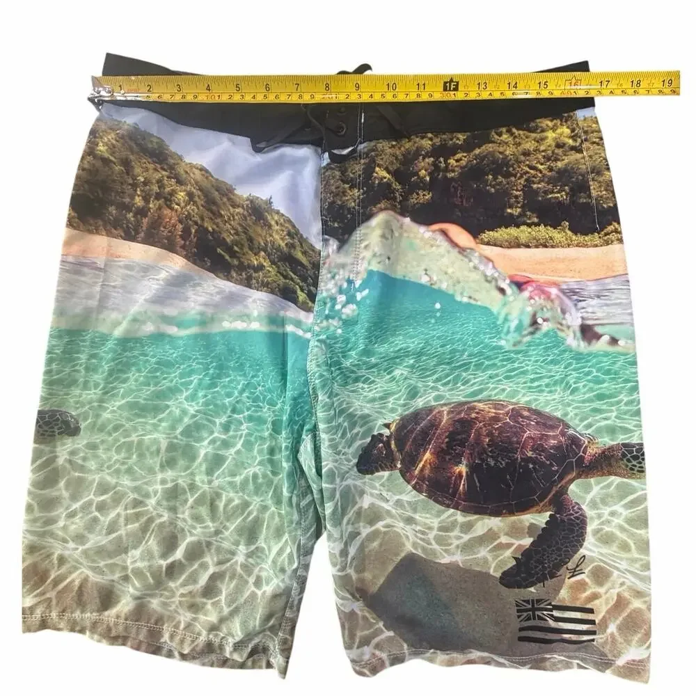 Hurley Phantom Clark Little Sea Turtle Board Shorts Mens SZ 32 Swim Trunks Beach